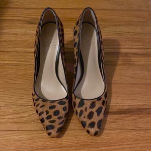 Vince Camuto leopard print suede heels